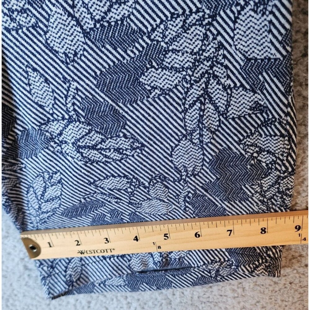 Lands End Elastic Waist Sport Knit Straight Leg Crop Capri Pants Blue Floral MP - Picture 5 of 14